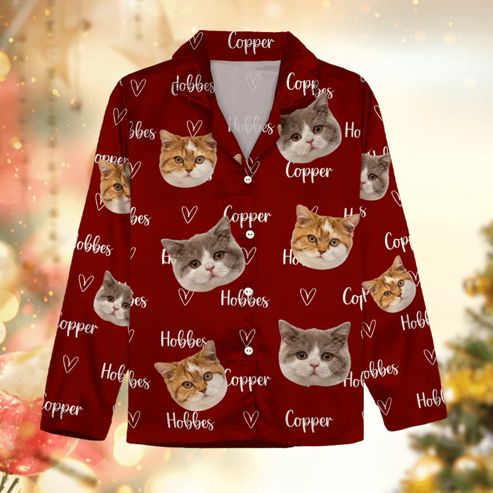 Custom Photo Colorful Lovely Lettering For Cat Lovers Pajamas N304 889946 - Image 2