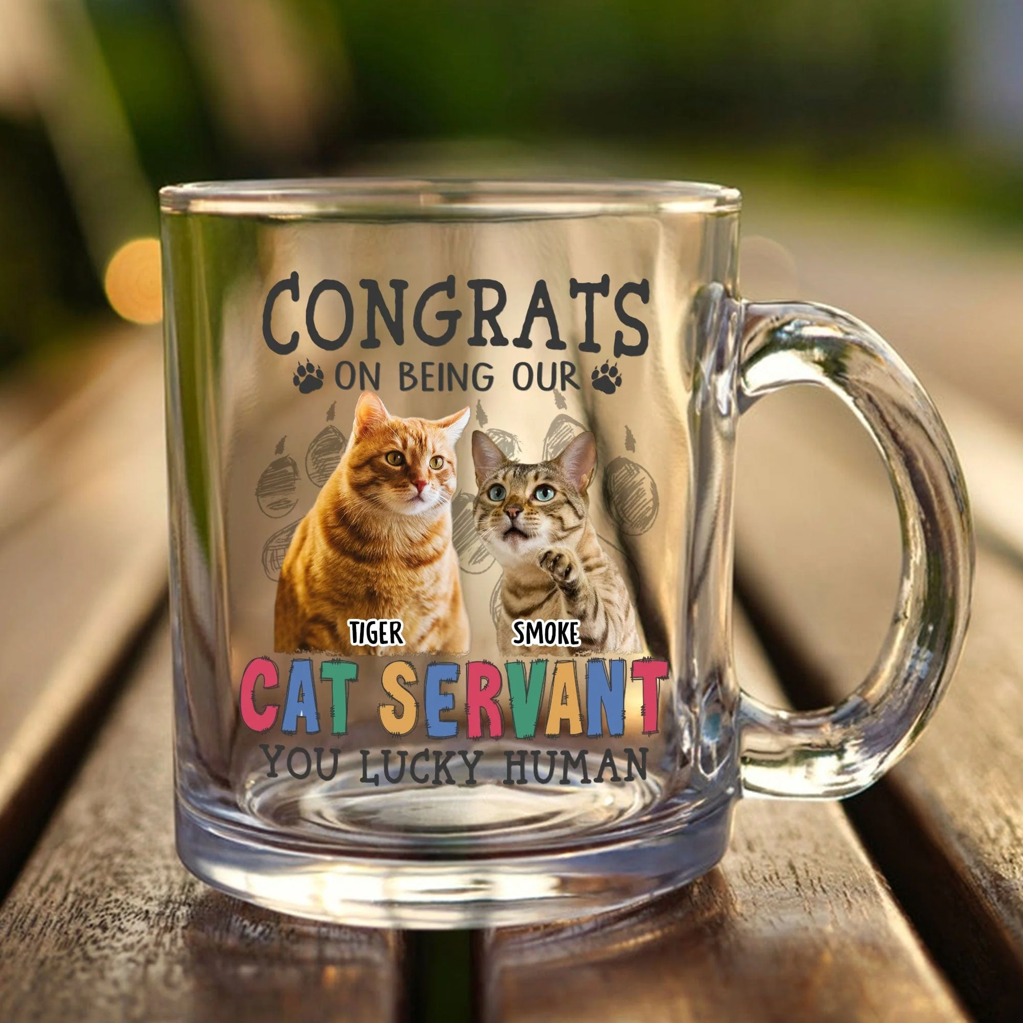 Custom Photo Congrats On Being Our Servant Cat Glass Mug HO82 891116 - Image 3