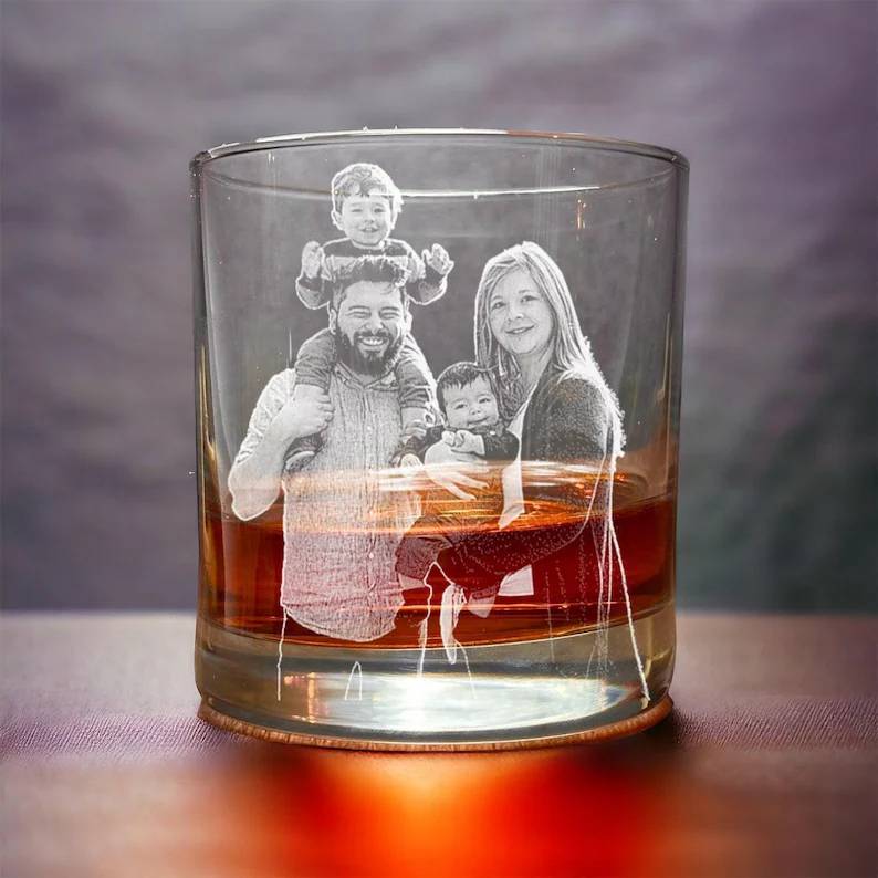 Custom Photo Dad And Kid Engraved Whiskey Glass - Gift For Dad, Father's Day HO82 902666 - Image 2