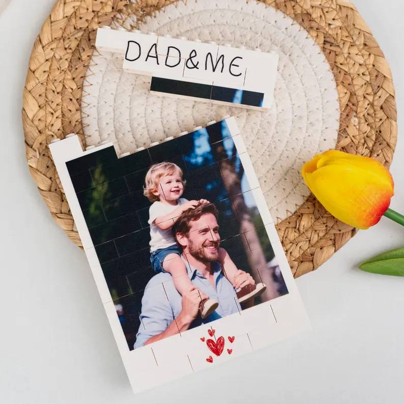 Custom Photo Dad & Me Building Brick Block - Father's Day Dad Gift, Unique Gift HO82 902600 - Image 3