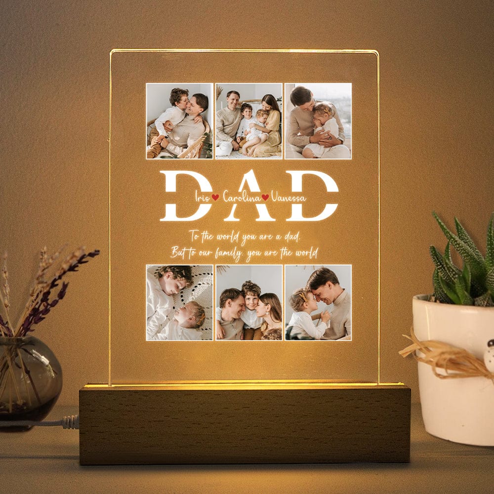 Custom Photo Dad To Our Family You Are The World Acrylic Plaque LED Night Light TA29 890422 - Image 4