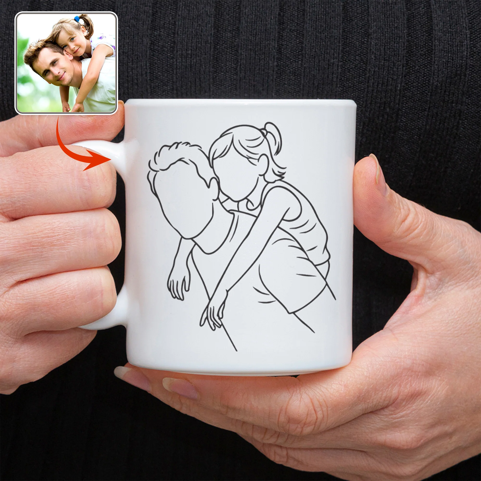 Custom Photo Dad With Kid Drawing Style Mug HO82 894202 - Image 4