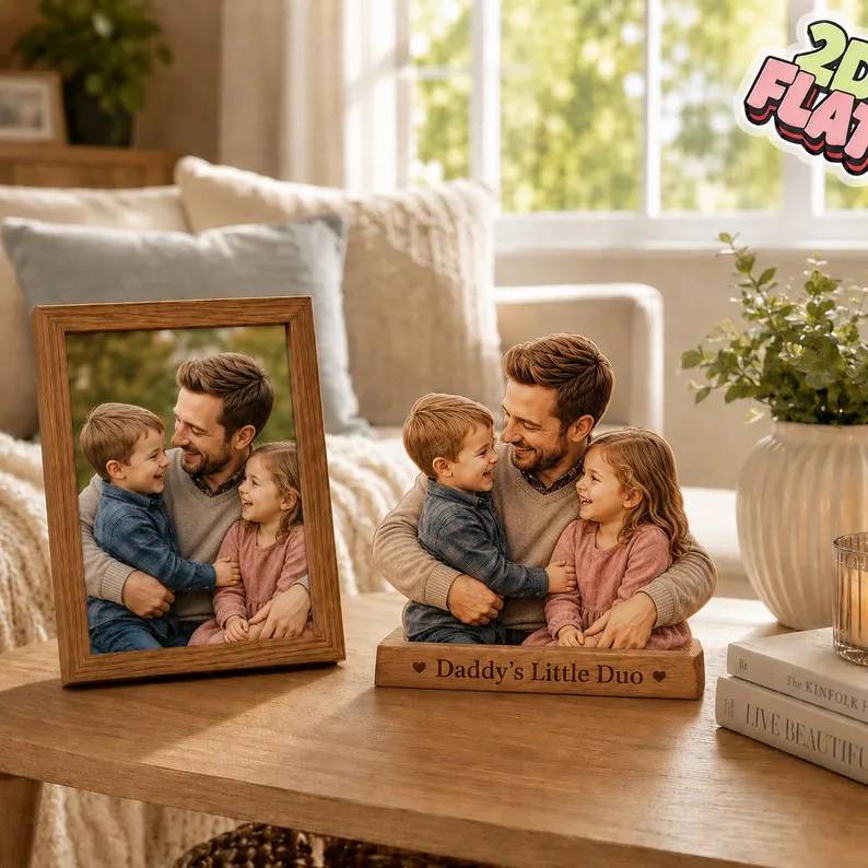 Custom Photo Dad with Kids Acrylic Block Plaque Father’s Day Gift HO82 902550 - Image 3