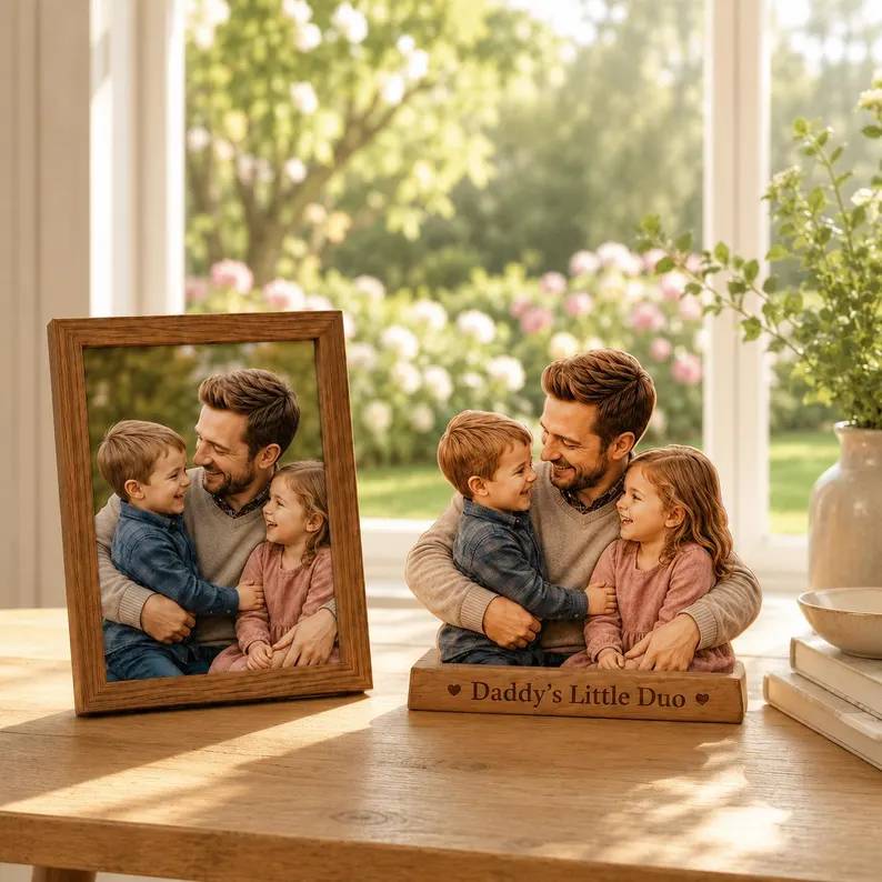 Custom Photo Dad with Kids Acrylic Block Plaque Father’s Day Gift HO82 902550 - Image 5