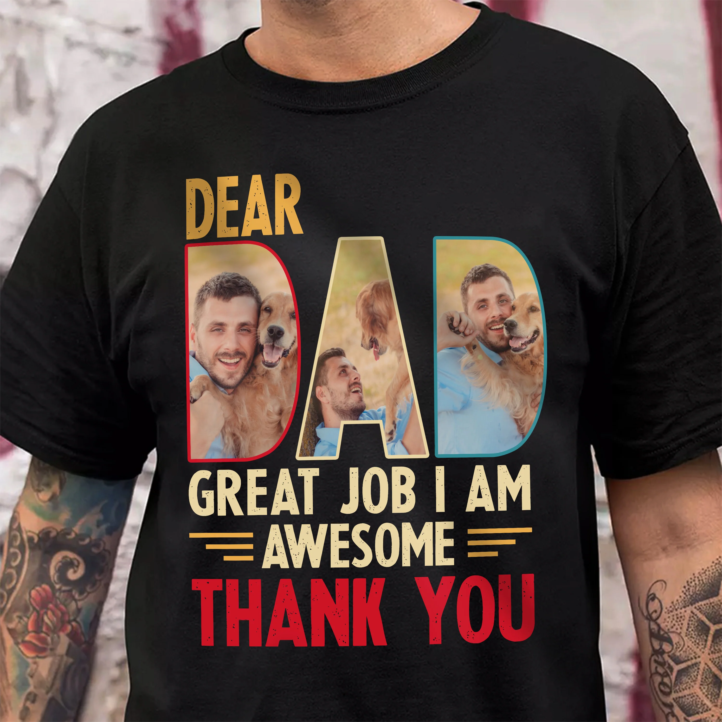 Custom Dog Cat Photo Dear Dad Great Job We're Awesome Thank You Shirt Gift For Father's Day, Birthday Gifts HO82 893996 - Image 4