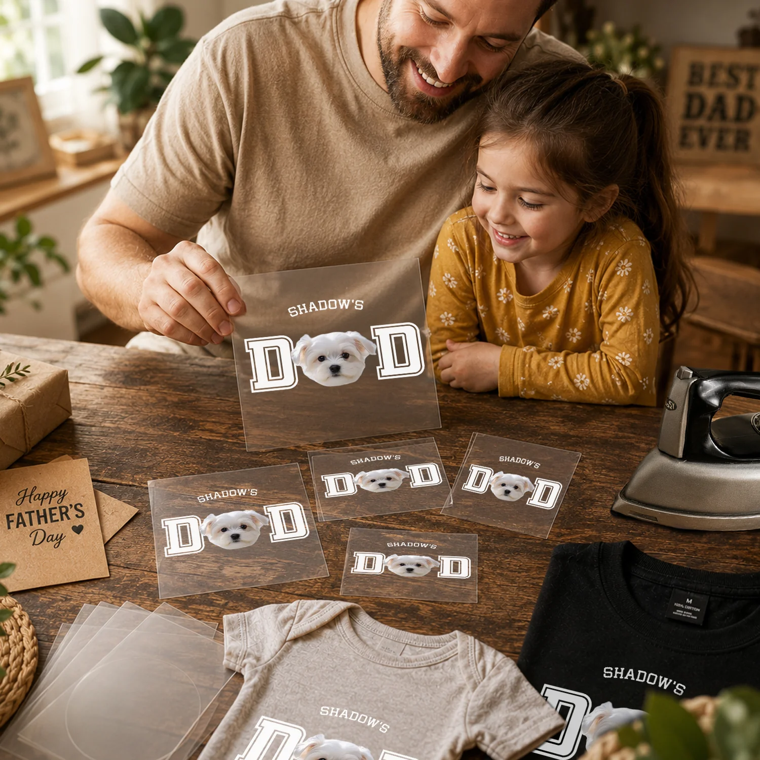 Custom Photo Dog Cat Dad DTF Transfer - Gift For Dog Cat Lovers, Dad, Father's Day HO82 902468 - Image 3