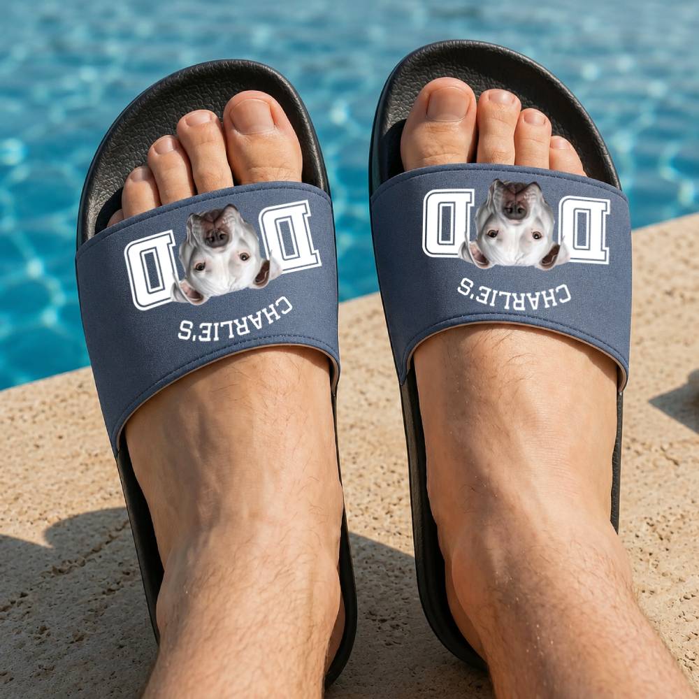 Custom Photo Dog Cat Dad Mom Slide Sandals - Gift For Dog Cat Lovers HO82 902540 - Image 3