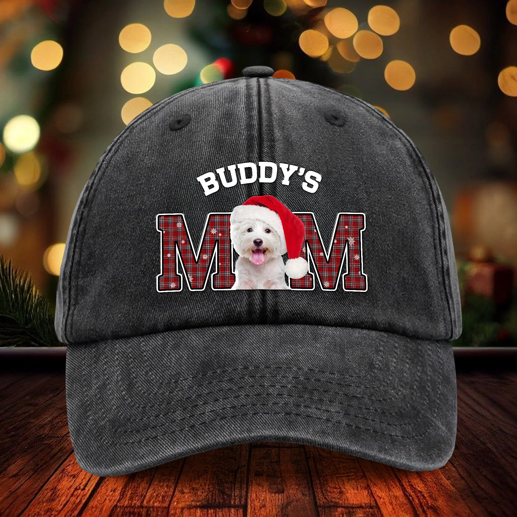 Custom Photo Dog Cat Dad Mom With Christmas Washed Denim Baseball Cap Gift For Dad Mom On Christmas HO82 894346 - Image 8