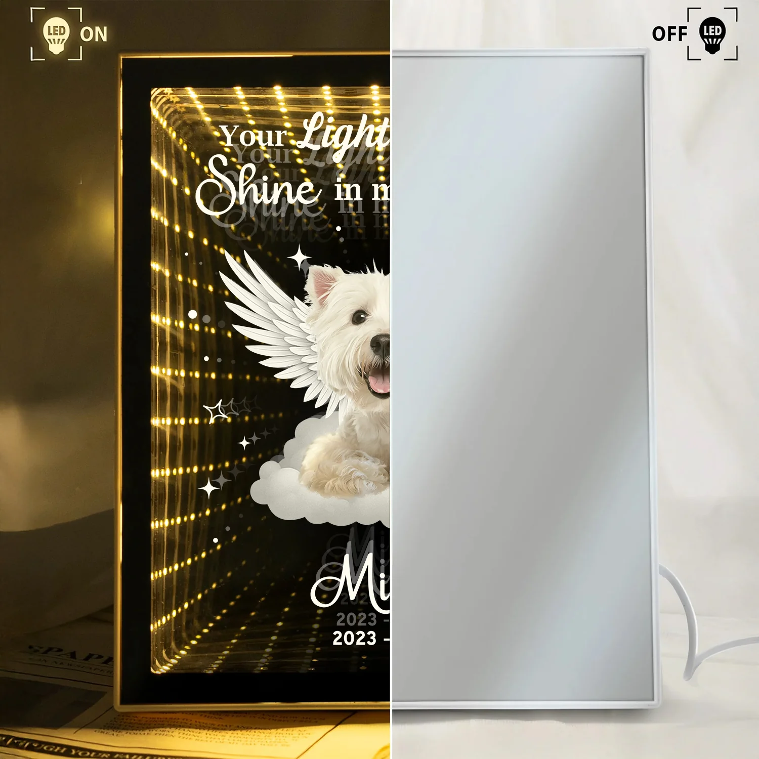 Custom Photo Dog Cat Pet Your Light Will Always Shine In My Heart Memorial Infinity Mirror Light Box HO82 901626 - Image 5