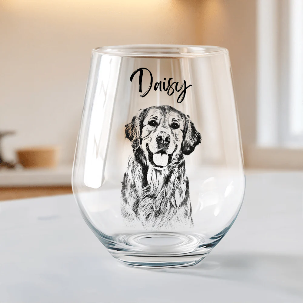 Custom Photo Dog Cat Stemless Wine Glass Unique Dog Cat Lovers Gift HO82 893418 - Image 2