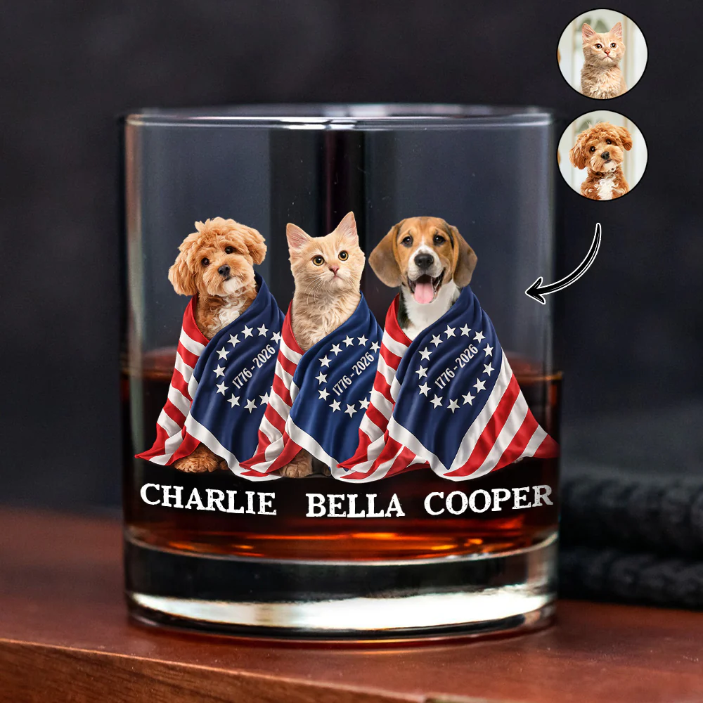 Custom Photo Dog Cat With US 250 Whiskey Glass HO82 901258 - Image 6