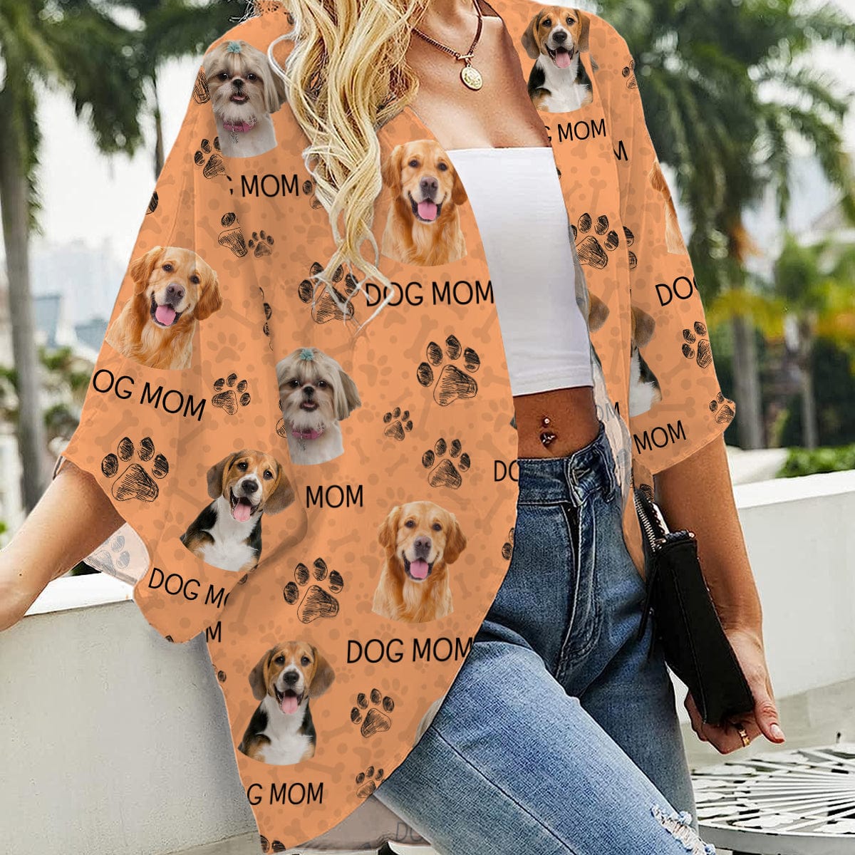 Custom Photo Dog Paw For Dog Lover Woman Kimono TA29 889396 - Image 2