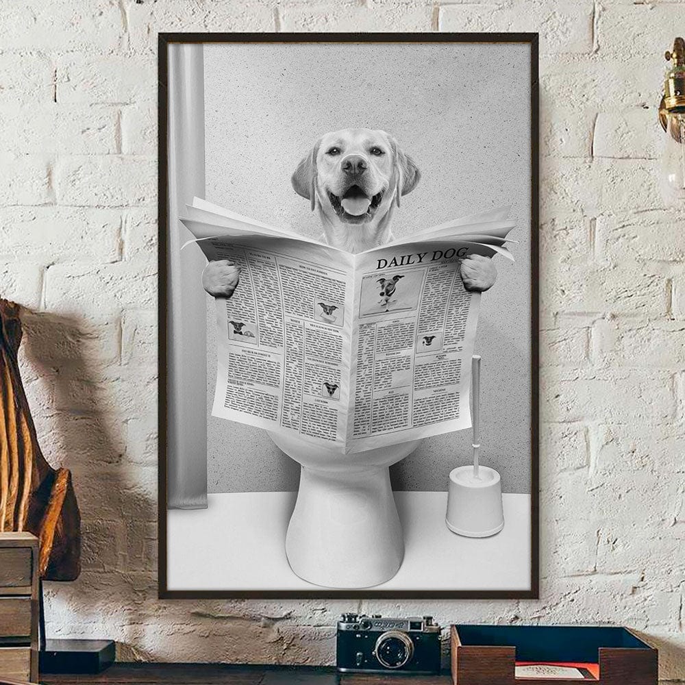 Custom Photo Dog Cat Read Newspaper In Toilet Poster N304 890210 - Image 10