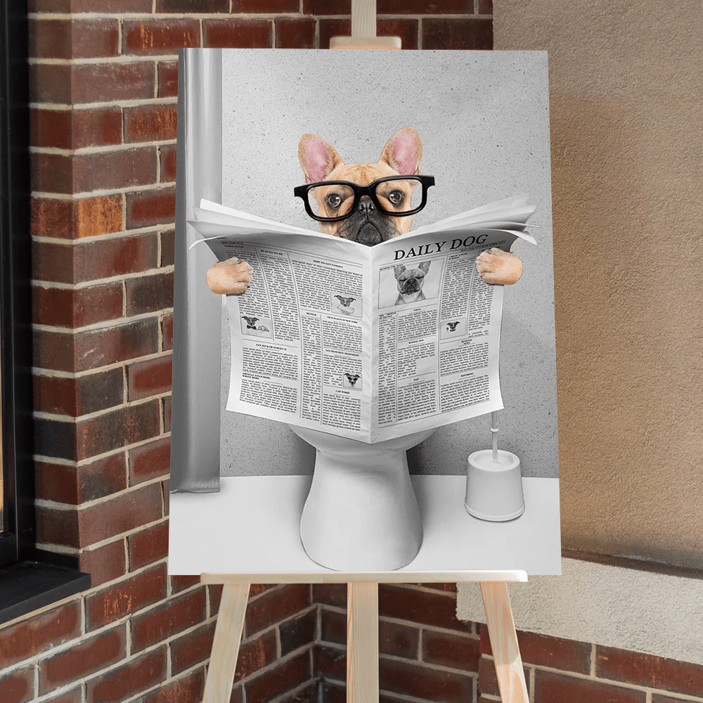 Custom Photo Dog Cat Read Newspaper In Toilet Poster N304 890210 - Image 12