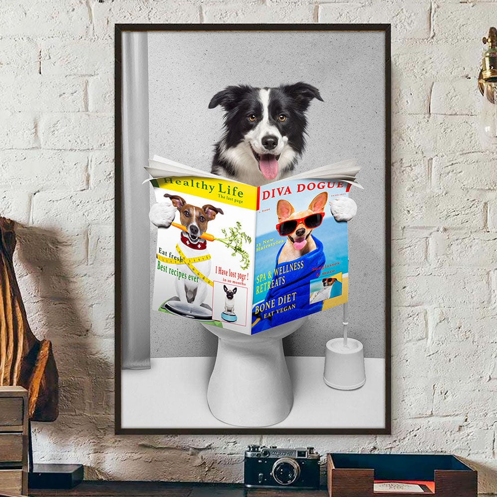Custom Photo Dog Cat Read Newspaper In Toilet Poster N304 890210 - Image 16