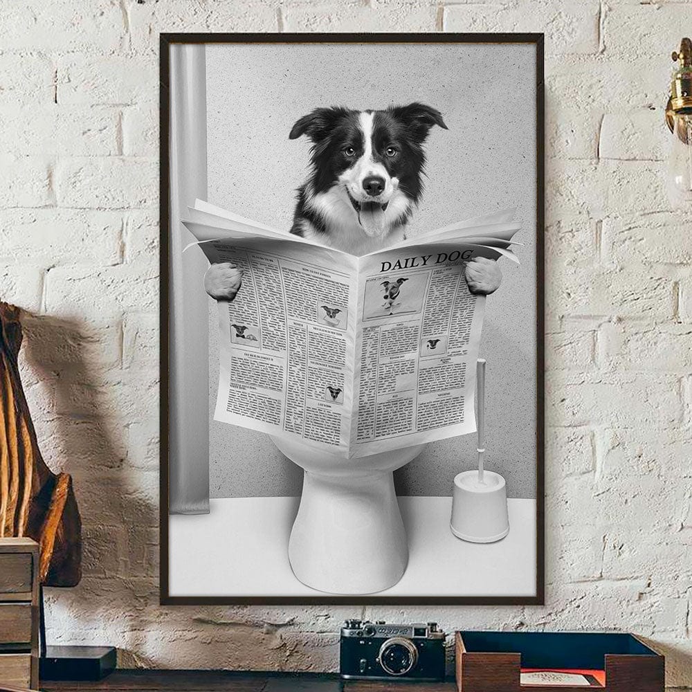 Custom Photo Dog Cat Read Newspaper In Toilet Poster N304 890210 - Image 7