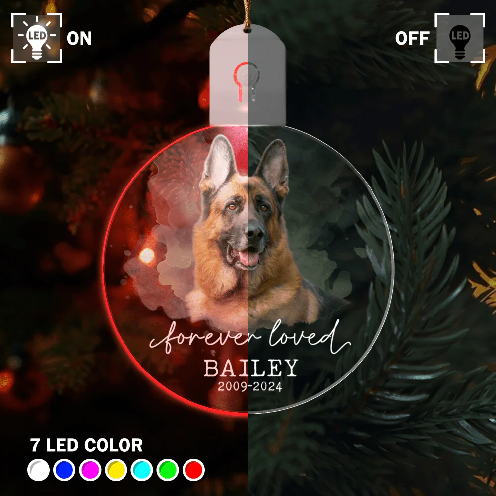 Custom Photo Forever Love Dog Christmas Circle Led Acrylic Ornament HO82 893258 - Image 3