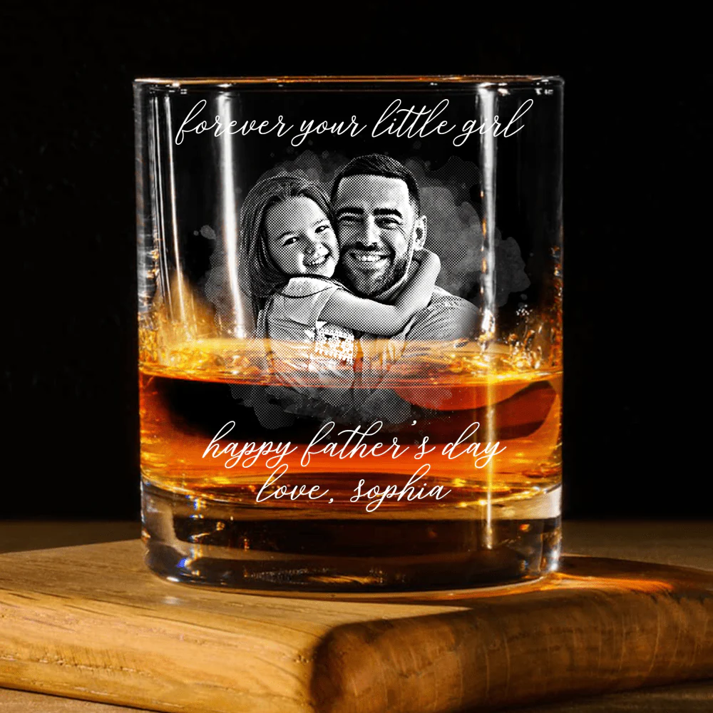 Custom Photo Forever Your Little Girl & Dad Christmas Print Rock Glass TA29 HO82 890488 - Image 13