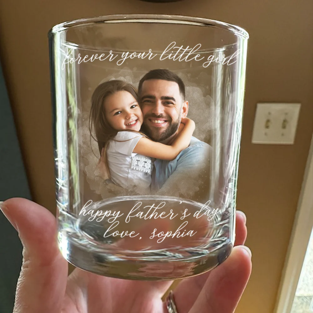Custom Photo Forever Your Little Girl & Dad Christmas Print Rock Glass TA29 HO82 890488 - Image 5