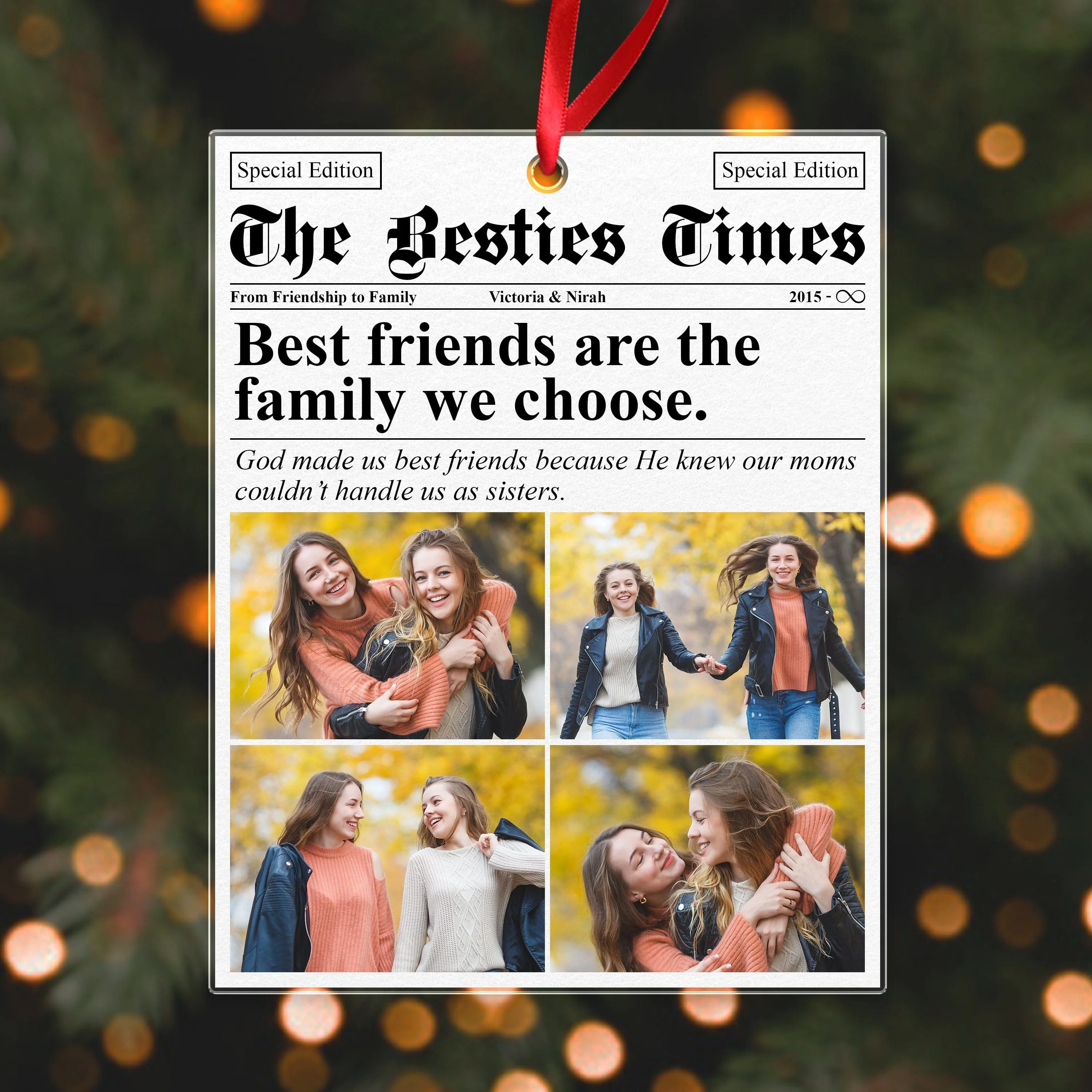 Custom Photo Friendship Gifts Newspaper Besties Acrylic Ornament HO82 N304 893320 - Image 2
