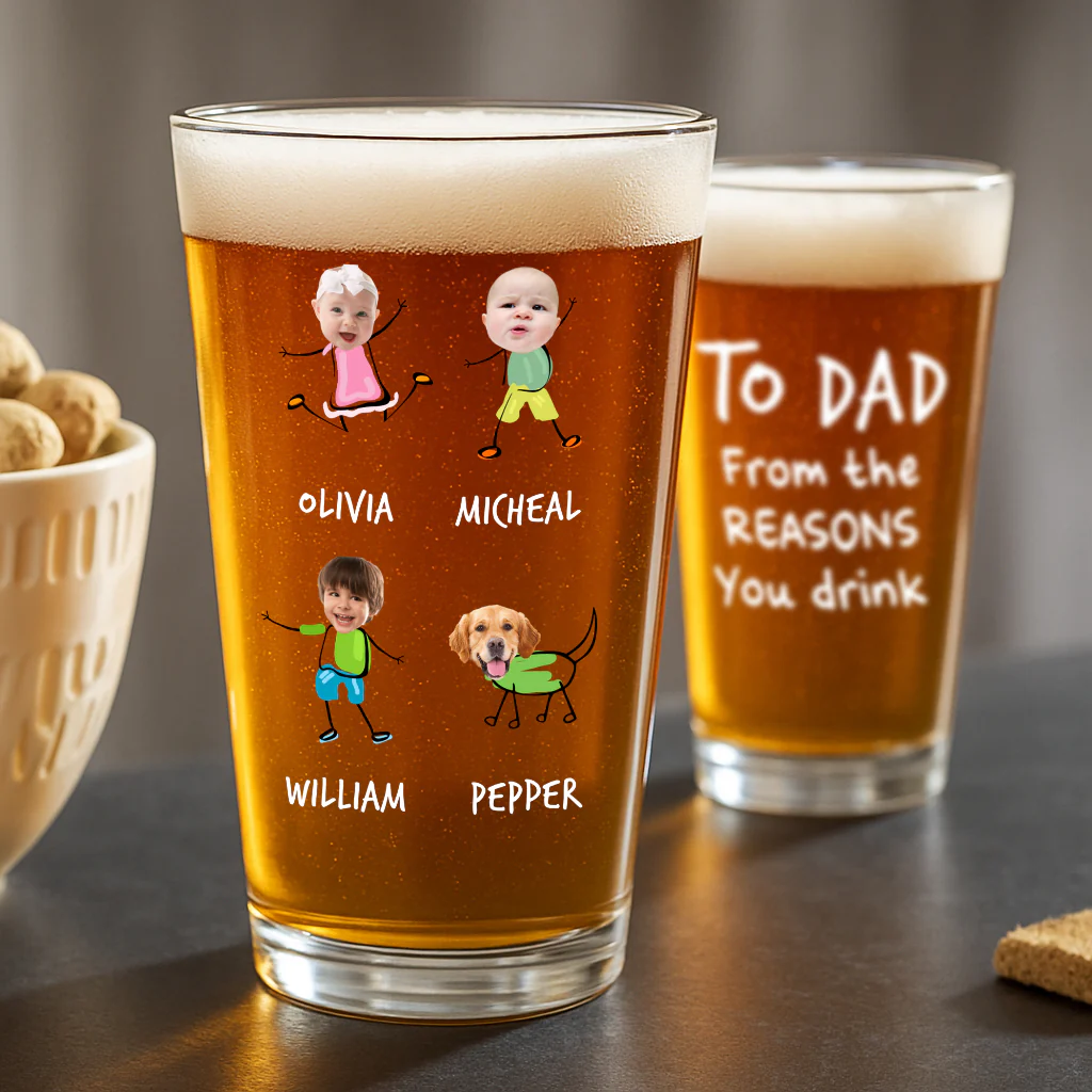 Happy Father's Day Custom Photo From The Reasons You Drink Print Beer Glass HO82 890546 - Image 2