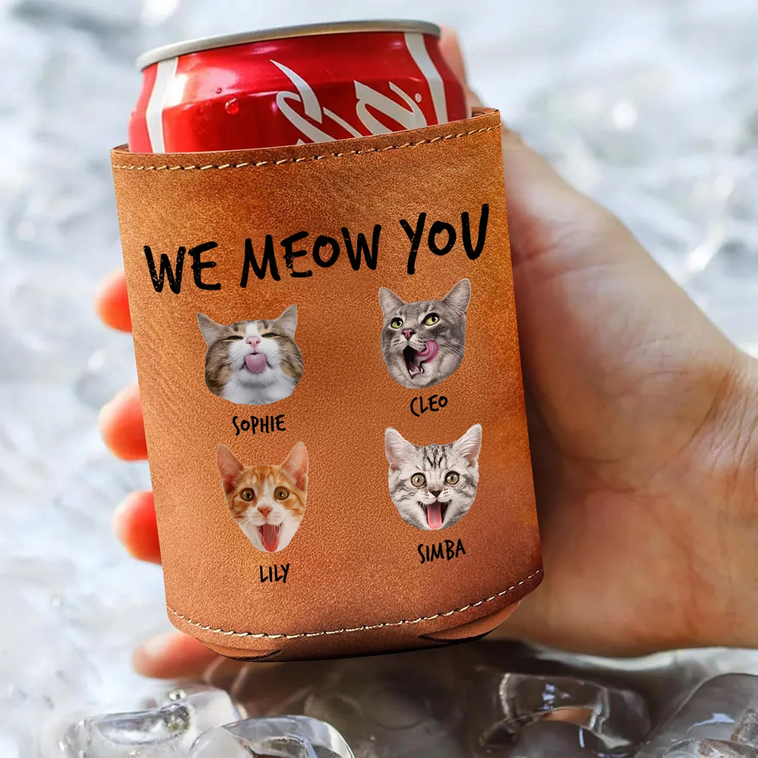 Custom Photo From The Reasons You Drink We Meow You Leather Can Cooler Holder Gift For Cat Lovers HO82 894102 - Image 4