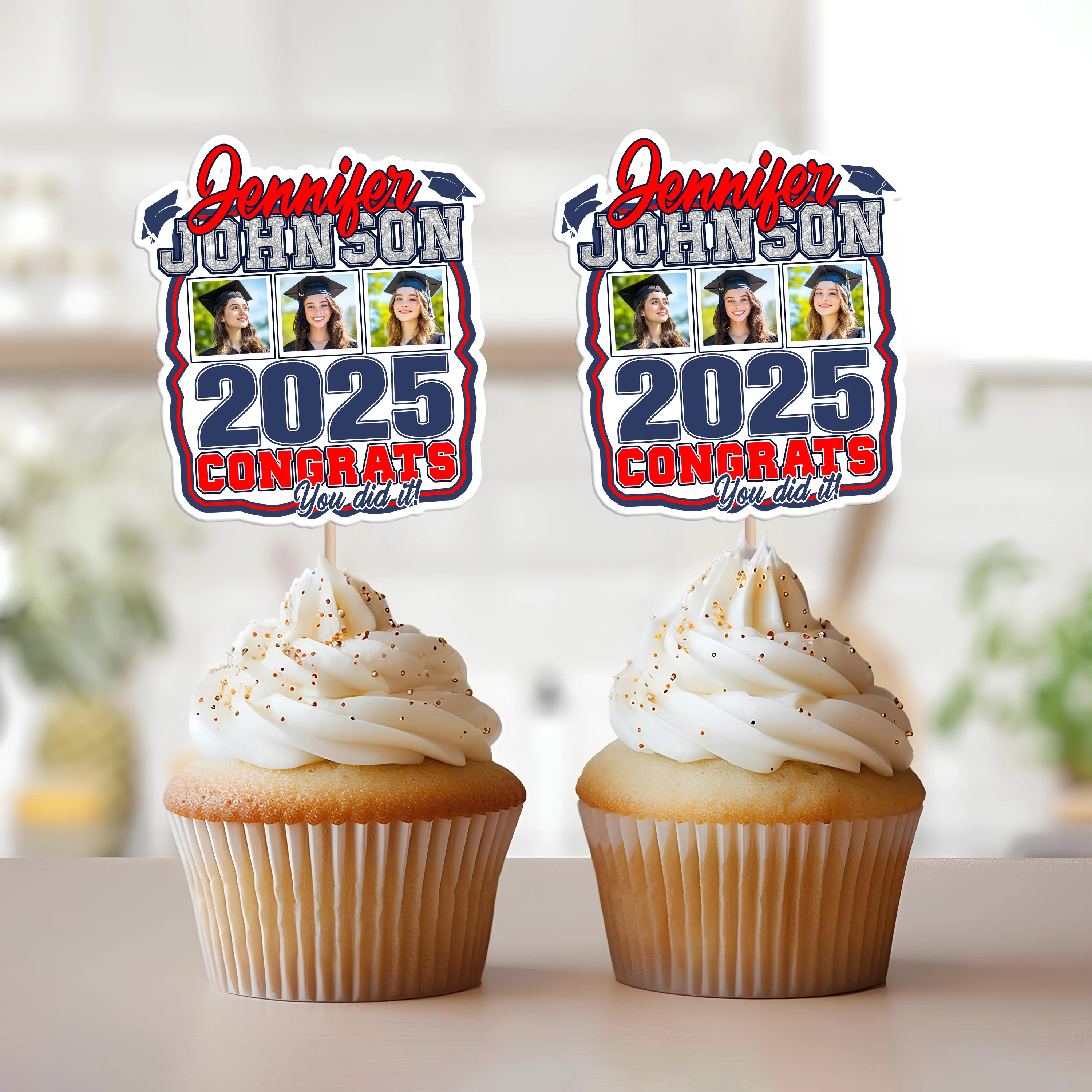 Custom Photo Graduation Favors Senior Night Cupcake Toppers HO82 893586 - Image 5