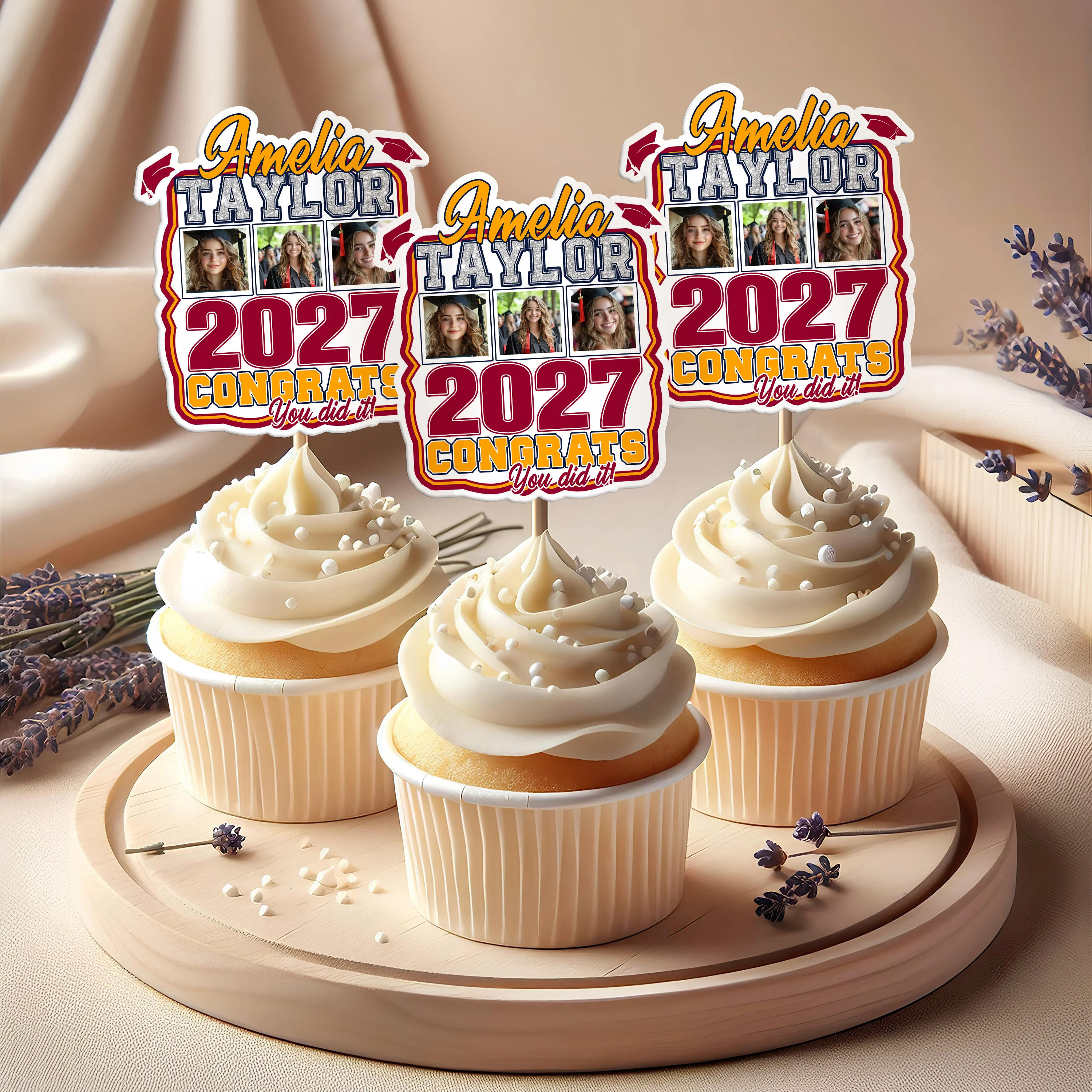 Custom Photo Graduation Favors Senior Night Cupcake Toppers HO82 893586 - Image 8