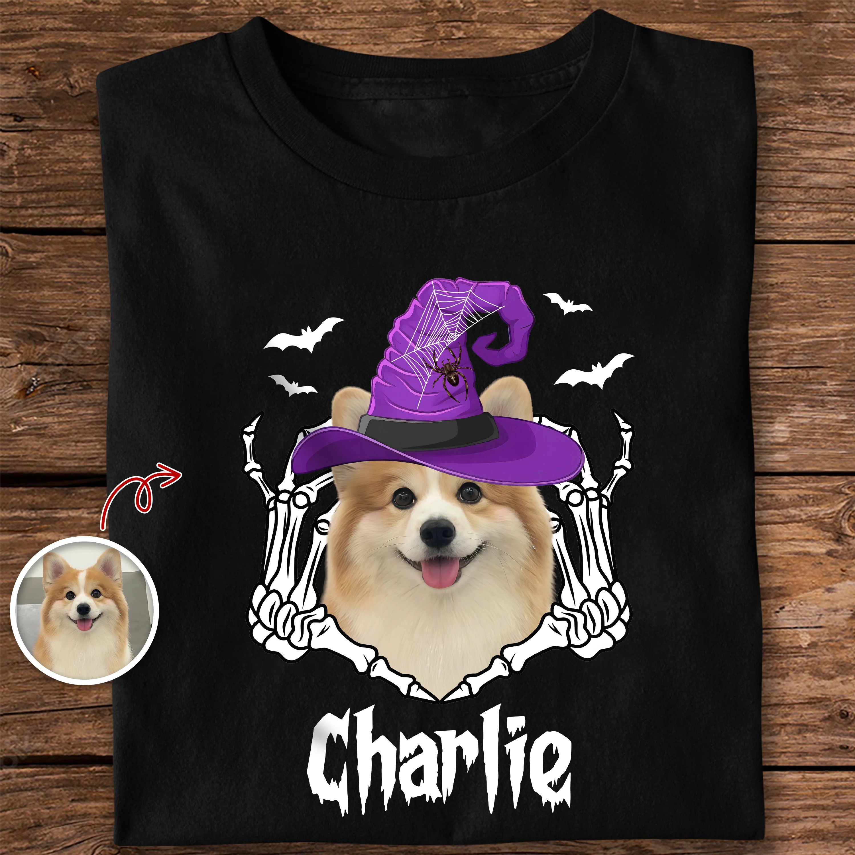 Custom Photo Halloween Dog Witch Dark Shirt HO82 900000 - Image 4