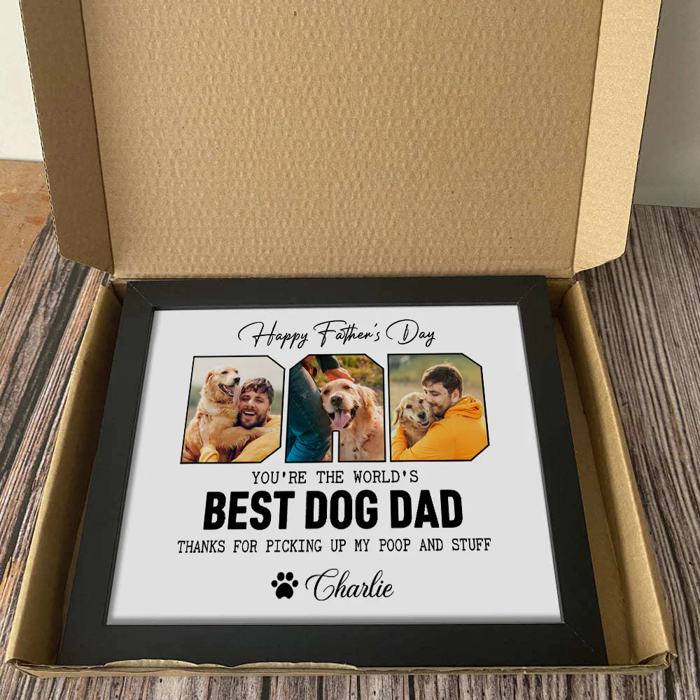 Custom Photo Happy Father's Day Best Dog Dad Picture Frame Gift For Father's Day HO82 893970 - Image 2