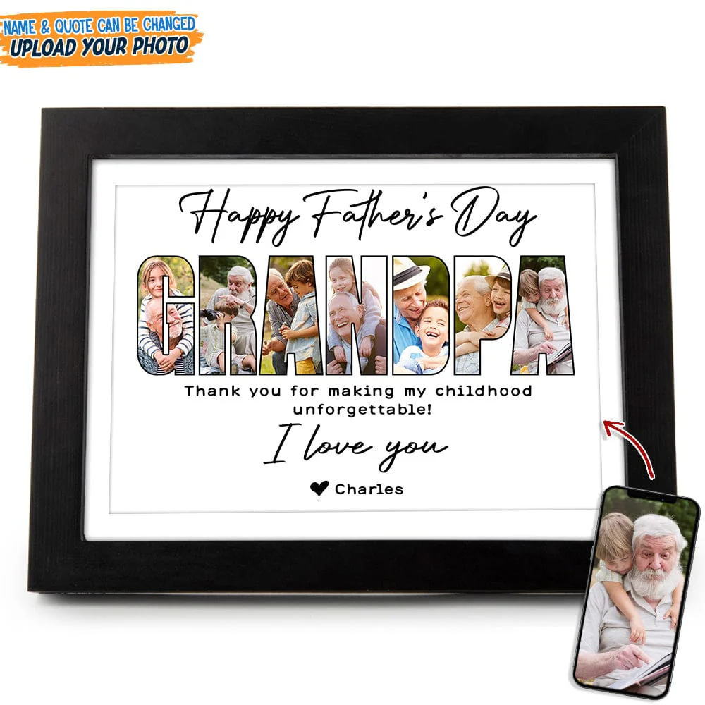 Custom Photo Happy Father's Day Grandpa Picture Frame N304 889160 - Image 3