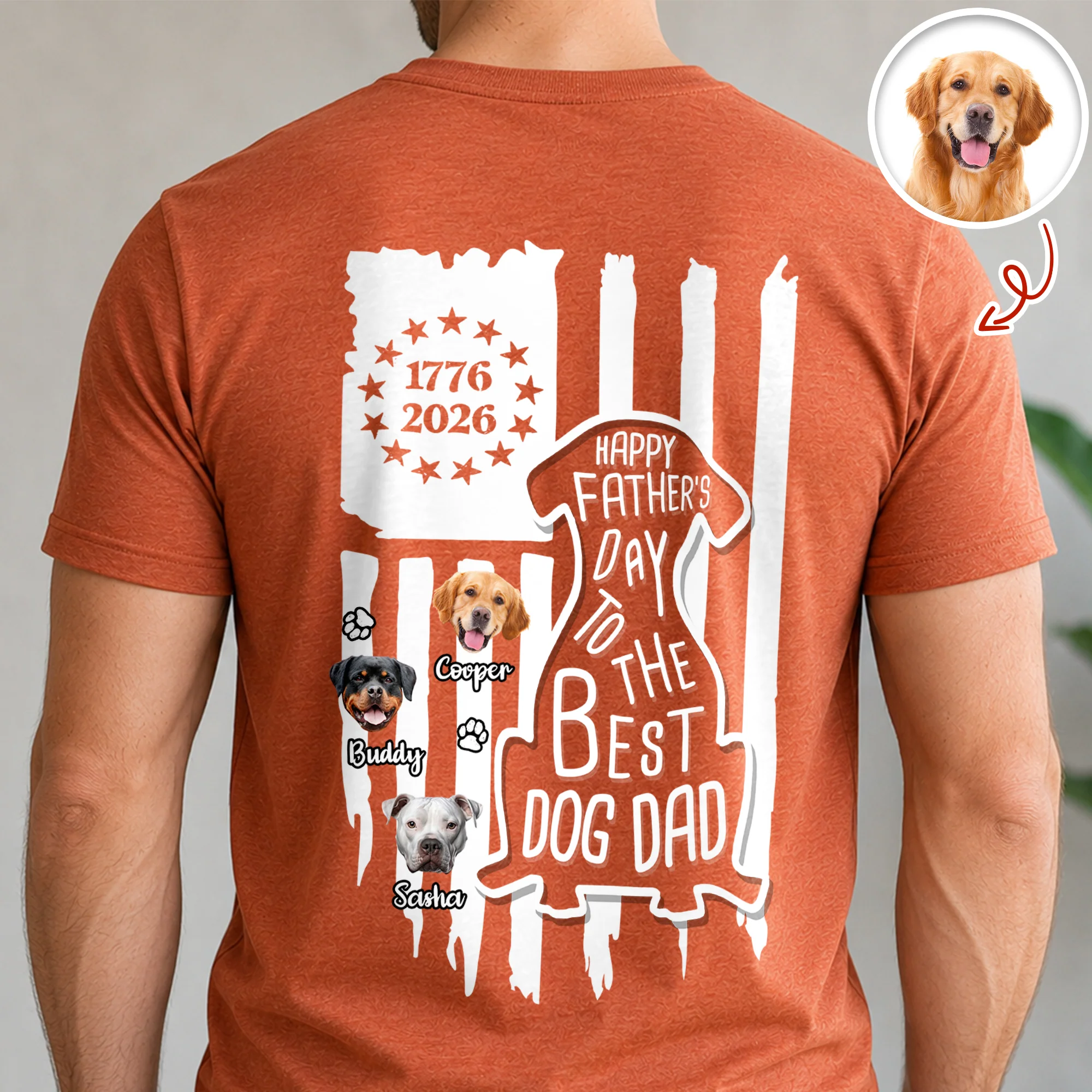 Custom Photo Happy Father's Day To Best Dog Dad Flag Back Comfort Shirt HO82 902792 - Image 4