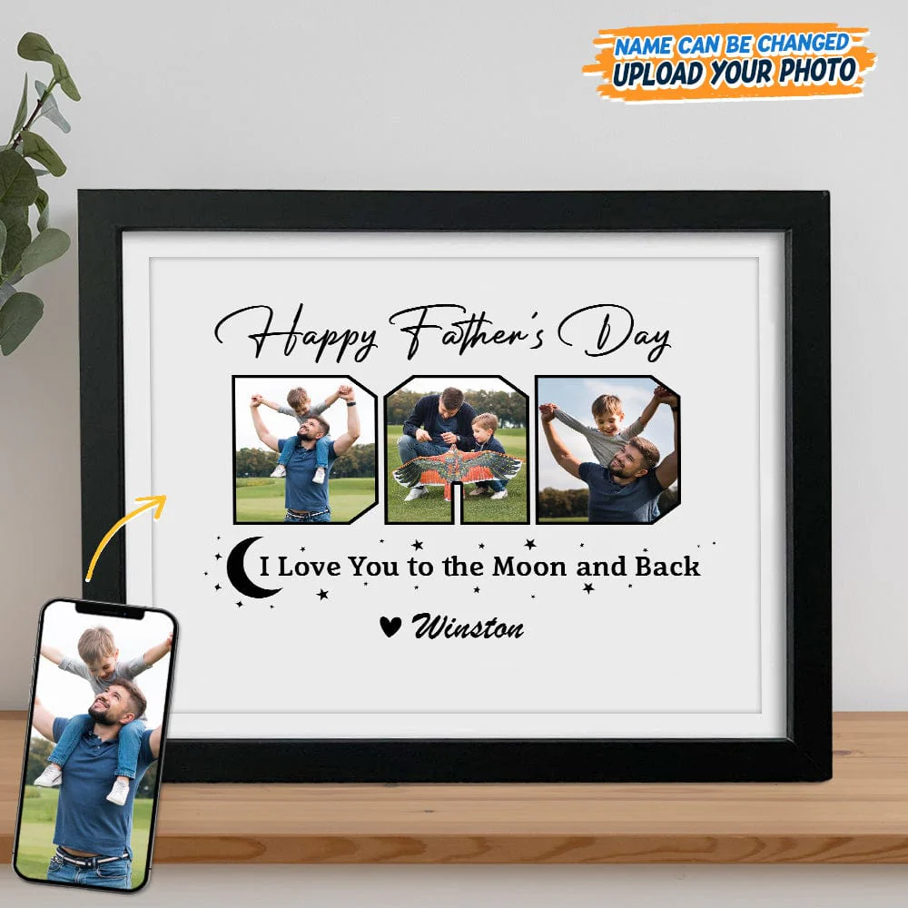 Custom Photo Happy Father's Day We Love You To The Moon And Back Picture Frame TA29 889172 - Image 3
