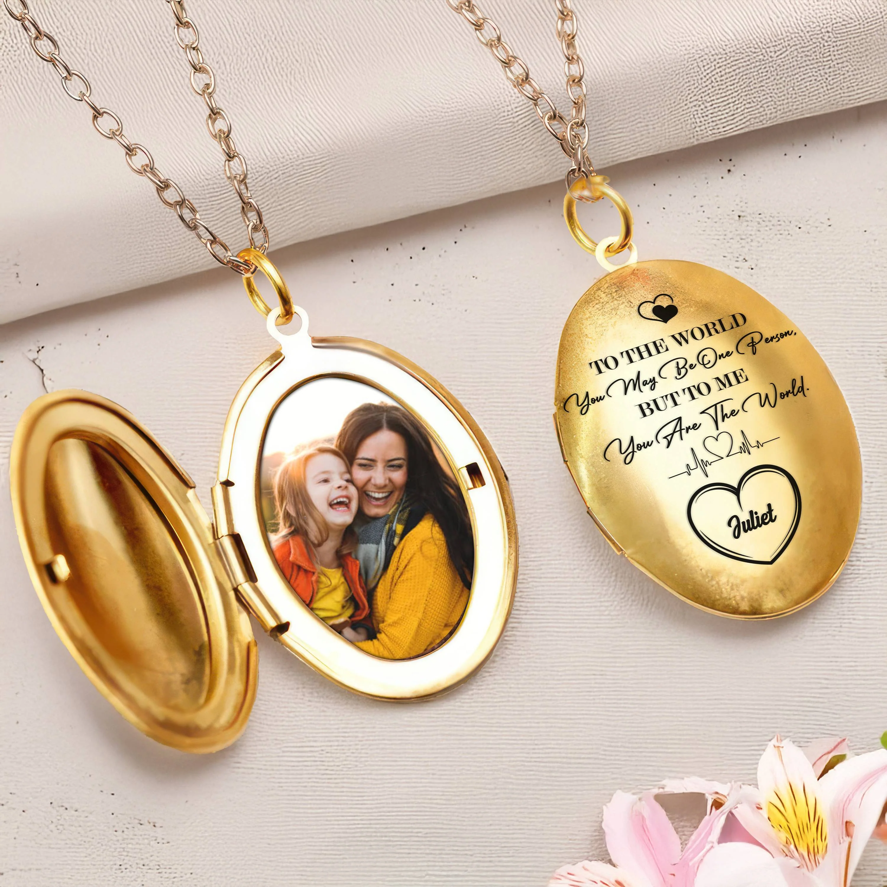 Custom Photo Happy Mother's Day Gift To Me You Are The World Locket Necklace HO82 893658 - Image 9