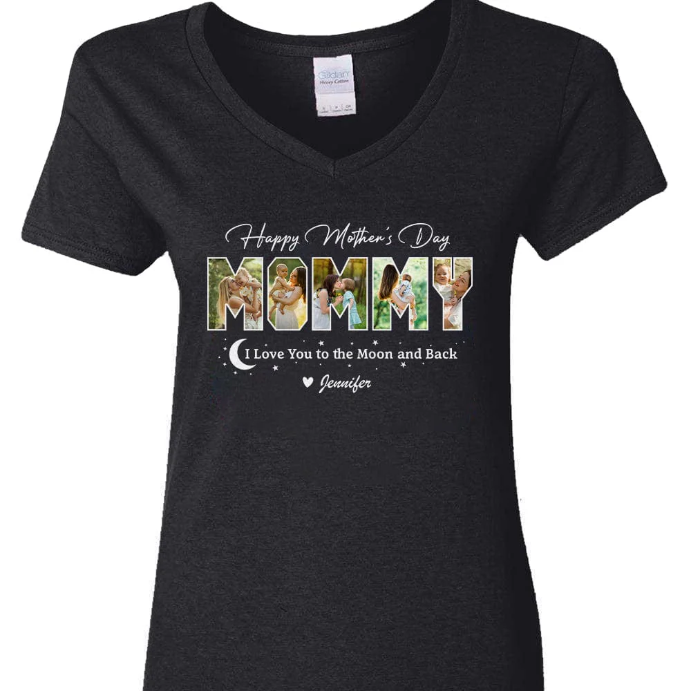 Custom Photo Happy Mother's Day Love You To The Moon And Back Dark Shirt TA29 889020 - Image 2