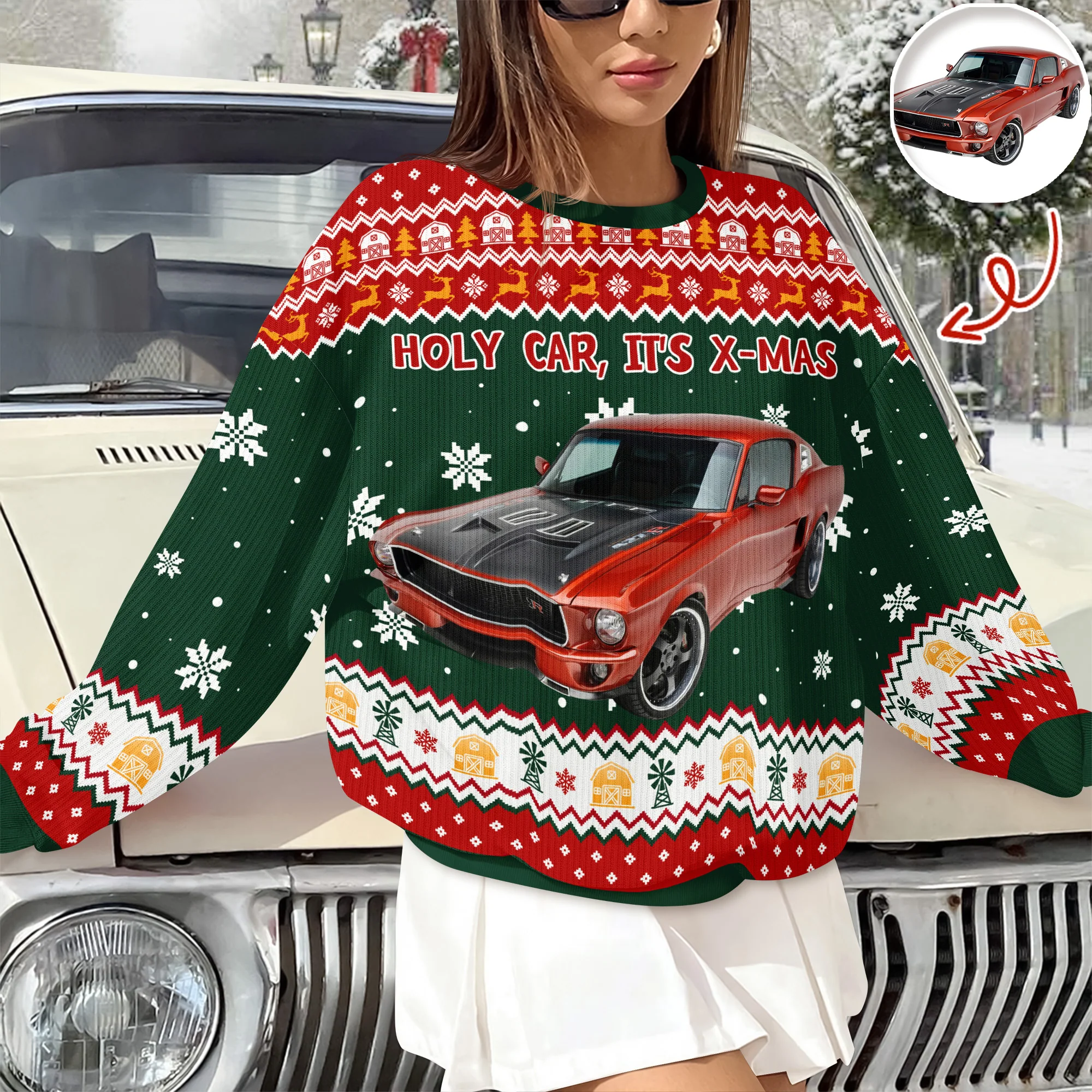 Custom Photo Holy Car, It'S X-Mas Ugly Sweater HO82 900548 - Image 6