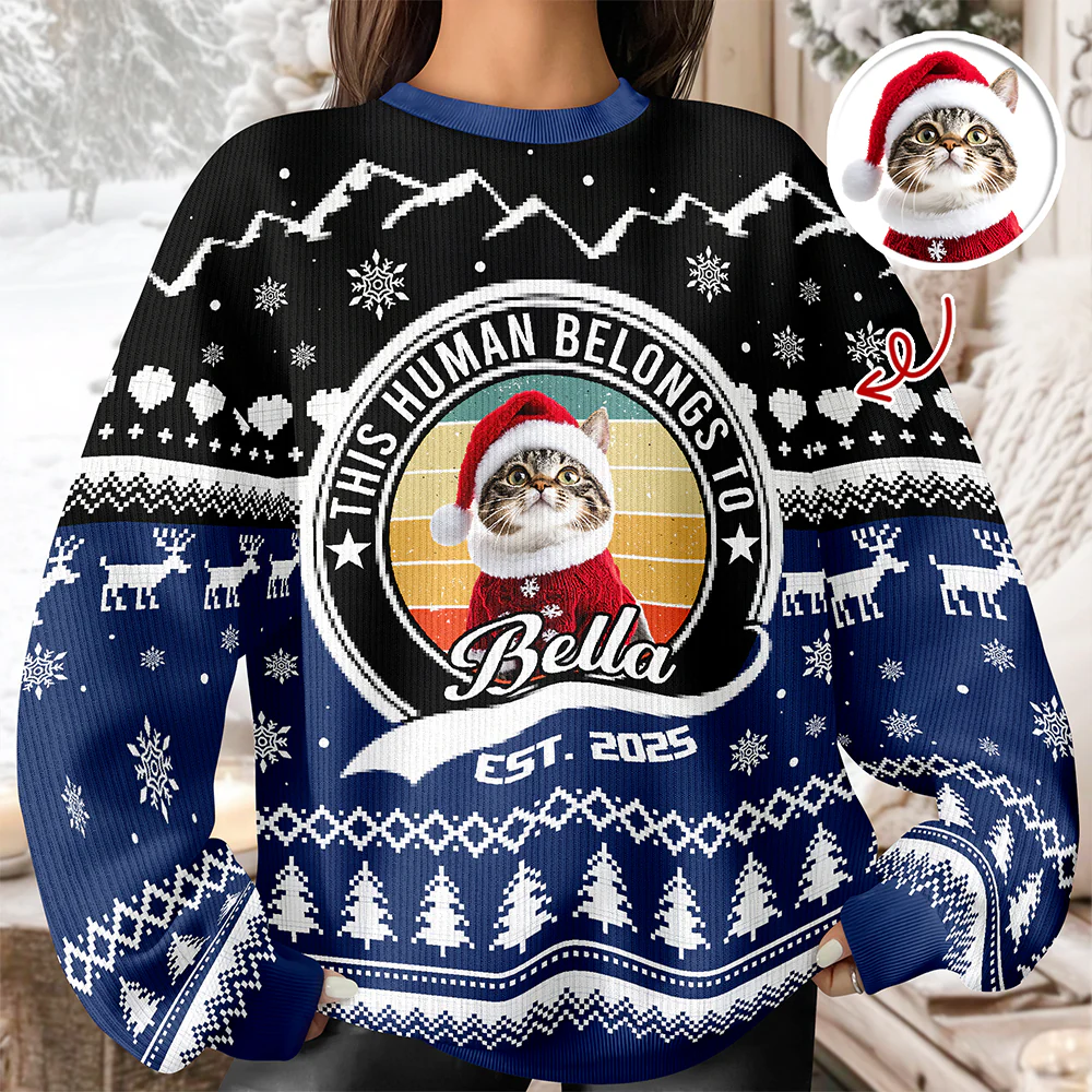 Custom Photo Human Belongs Cat Ugly Sweater For Pet Lovers HO82 900022 - Image 8