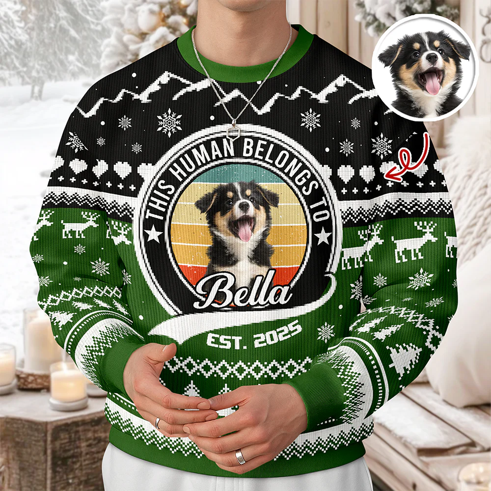 Custom Photo Human Belongs Dog Ugly Sweater For Pet Lovers HO82 900020 - Image 2