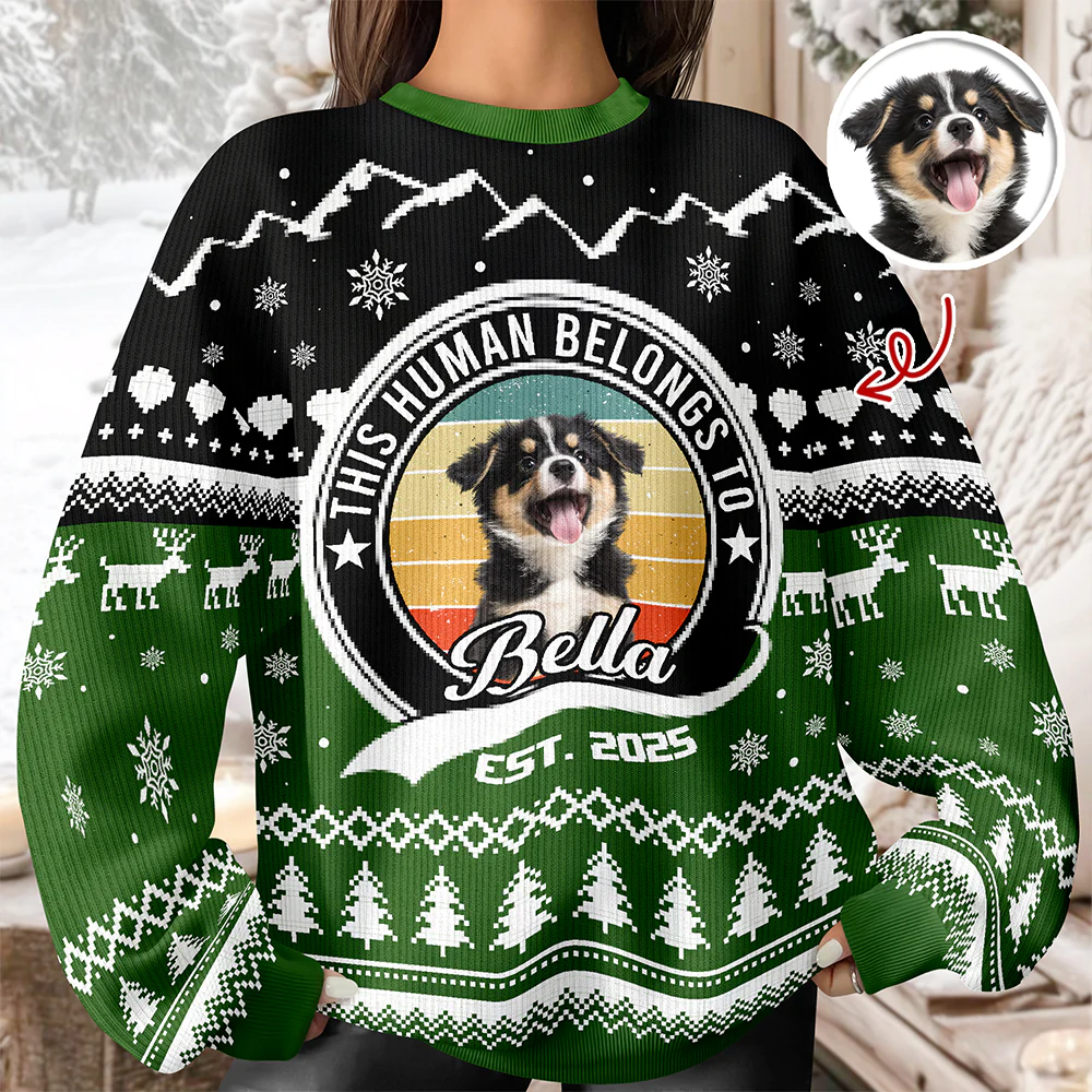 Custom Photo Human Belongs Dog Ugly Sweater For Pet Lovers HO82 900020 - Image 3