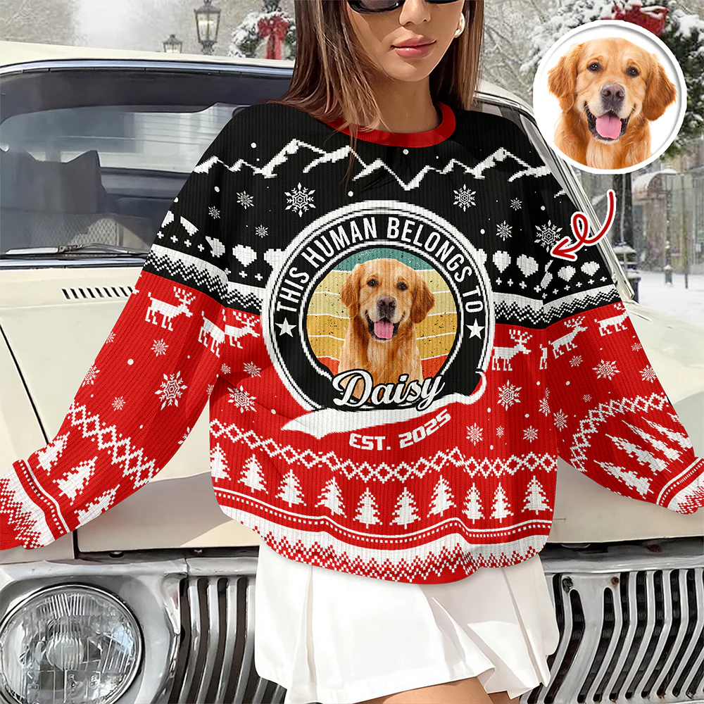 Custom Photo Human Belongs Dog Ugly Sweater For Pet Lovers HO82 900020 - Image 9