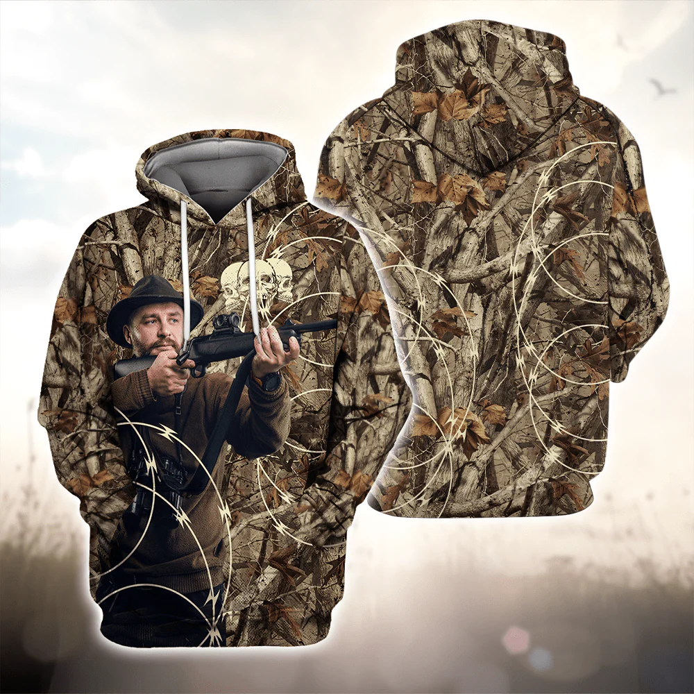 Custom Photo Hunting With Camouflage Background T-Shirt N304 889846 - Image 2