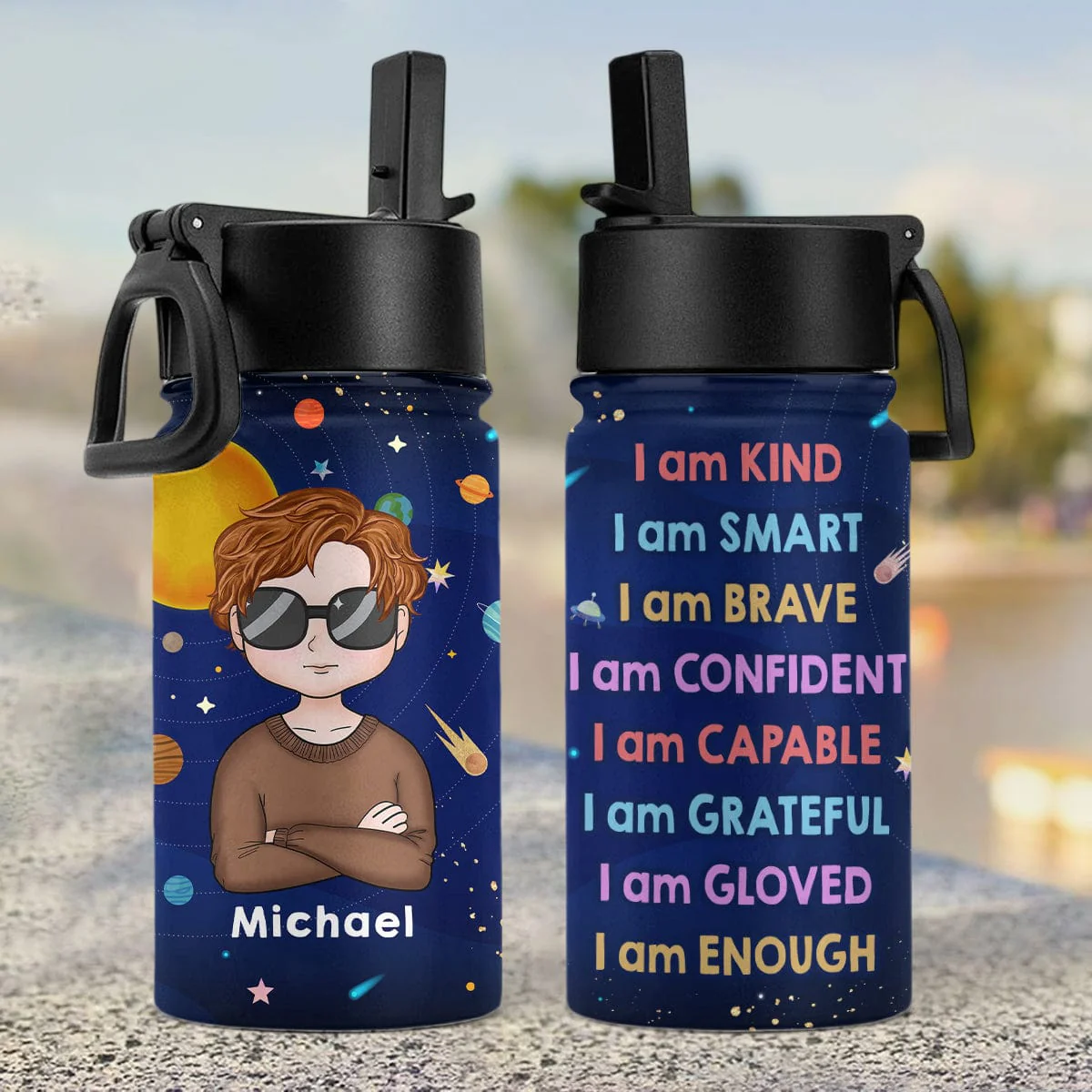 Custom Photo I Am Enough Back To School Gift For Grandkid Kid Water Bottle With Straw HO82 891296 - Image 6