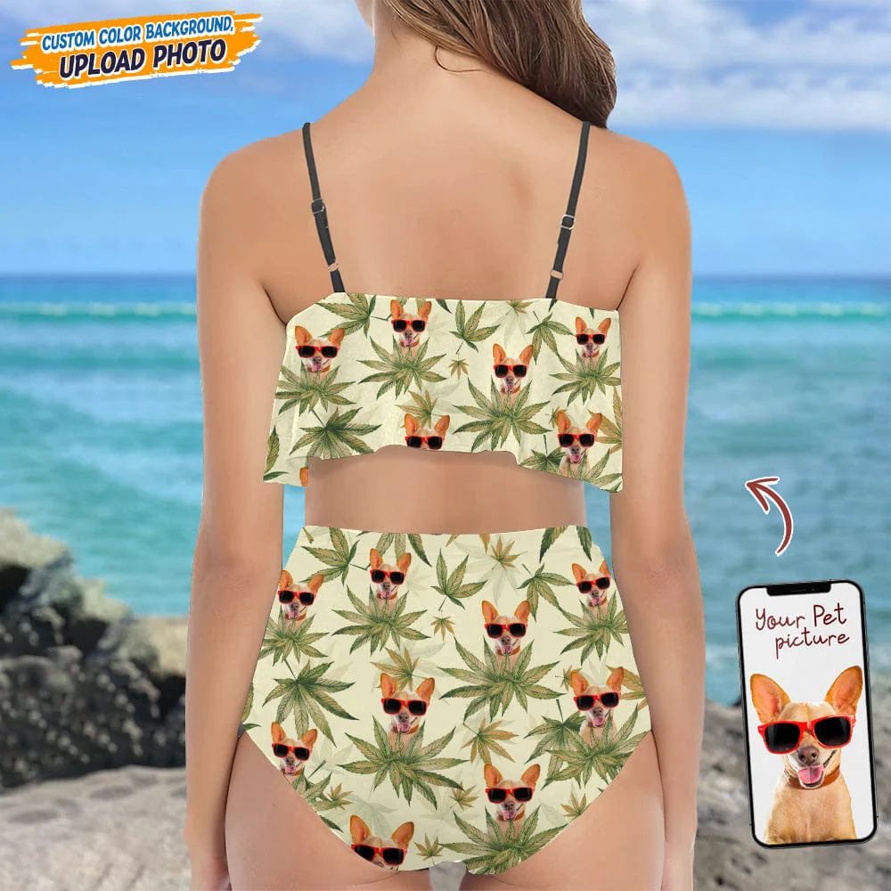 Custom Photo I Like Dogs And Weed Bikini Swimsuit N304 889318 - Image 2
