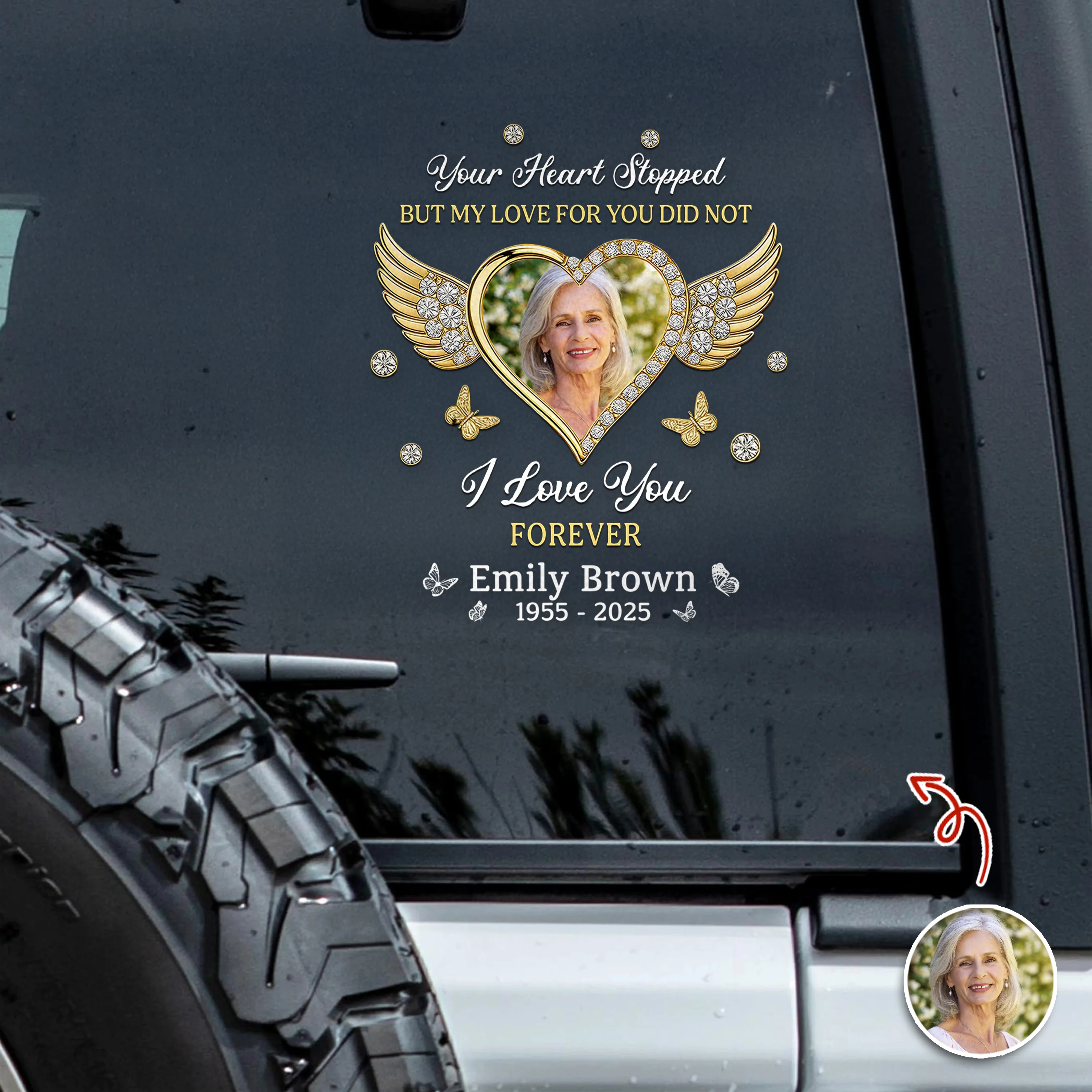 Custom Photo I Love You Forever Memorial Car Sticker HO82 900982 - Image 6
