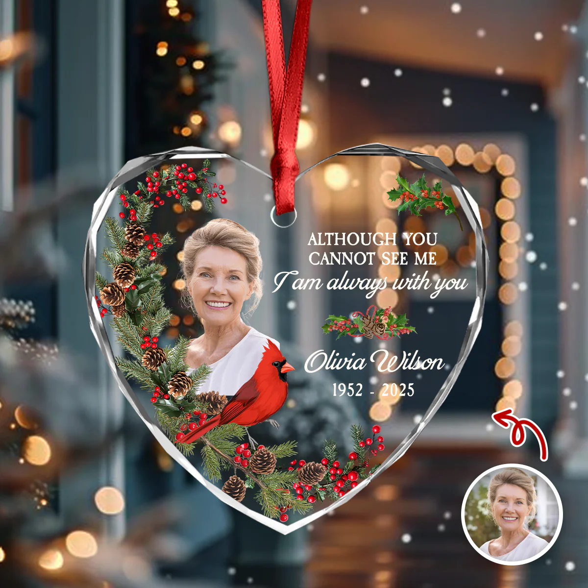 Custom Photo I'm Always With You Memorial Glass Ornament, Loss of Dad/Mom Gift HO82 894764 - Image 5