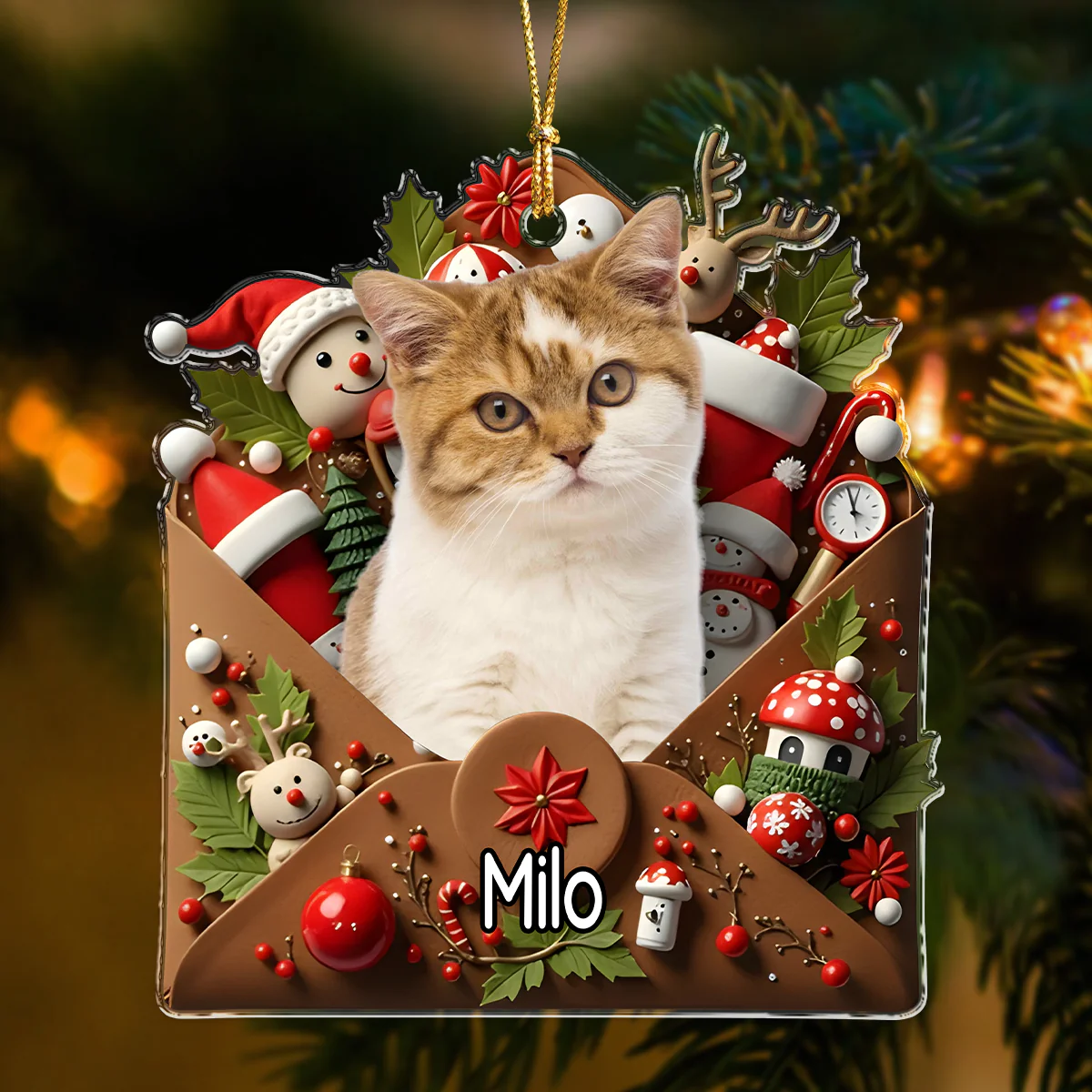 Custom Photo Letter To You 3D Effect Cat Acrylic Ornament Personalized Gift For Christmas HO82 900554 - Image 2