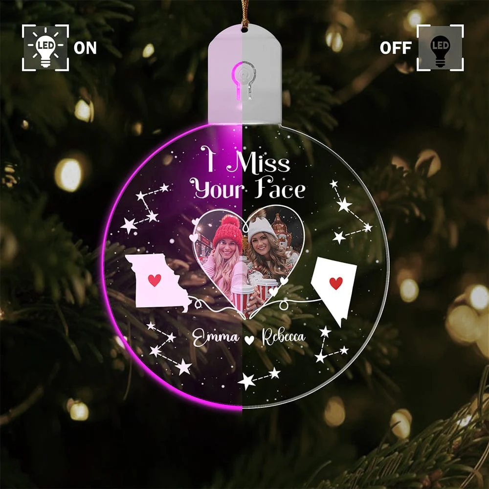 Custom Photo Long Distance Miles Apart Close At Heart Led Acrylic Ornament For Besties HO82 893288 - Image 2