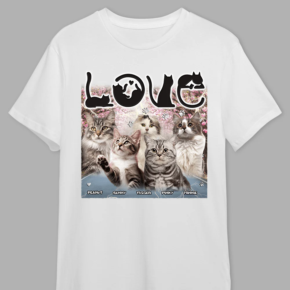 Custom Photo Love Cats Vintage Bootleg Bright Shirt N304 890140 - Image 8