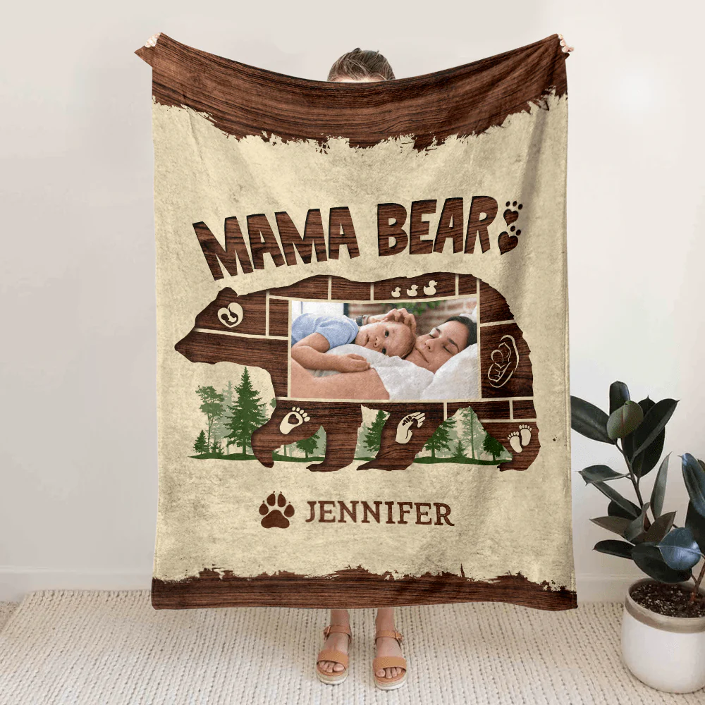 Custom Photo Mama Bear For Mother's Day Blanket N304 890002 - Image 2