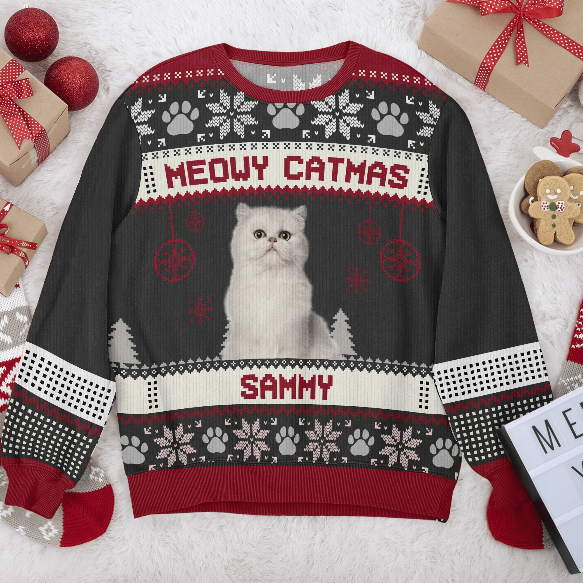 Custom Photo Meowy Catmas Funny Cartoon Cats All-Over-Print Ugly Sweater HO82 893112 - Image 4